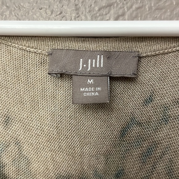 J Jill woman’s 3/4 sleeve tunic style top Paisley tan green Silk Cotton Cashmere - Picture 4 of 12